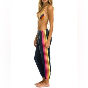 Aviator nation heather navy neon 5 stripe sweatpants